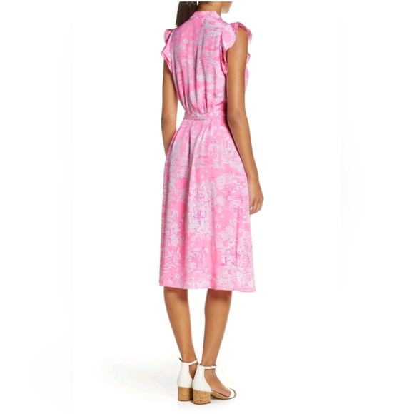 Lilly Pulitzer silk Palm Springs beach nudes swimmers story print dress - Picture 11 of 16